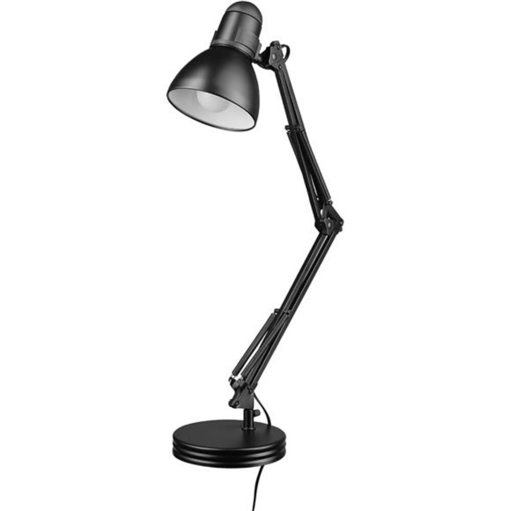 28" Heavy Base Top Moving Spring Balanced Swing Arm Desk  Lamp, Black, On/Off